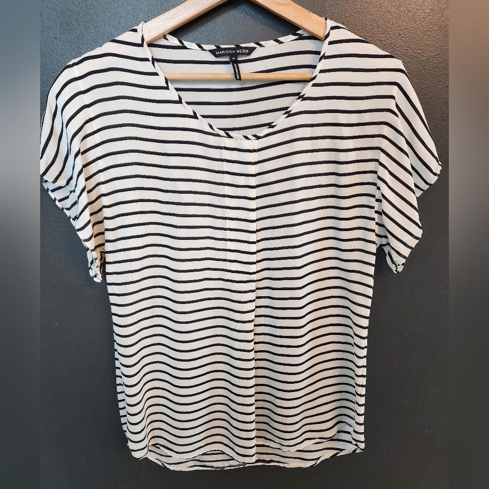Marissa Webb Black and White Striped Blouse